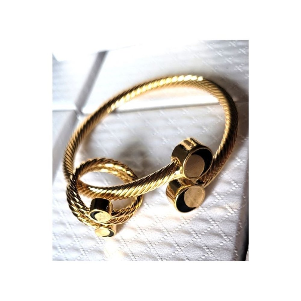 New 2Pc-Set Color-block Bangle and Ring Rope Style Minimalist Women's Fashion